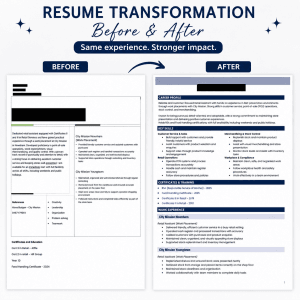 Poor resume support for Australian job seekers before and after resume comparison